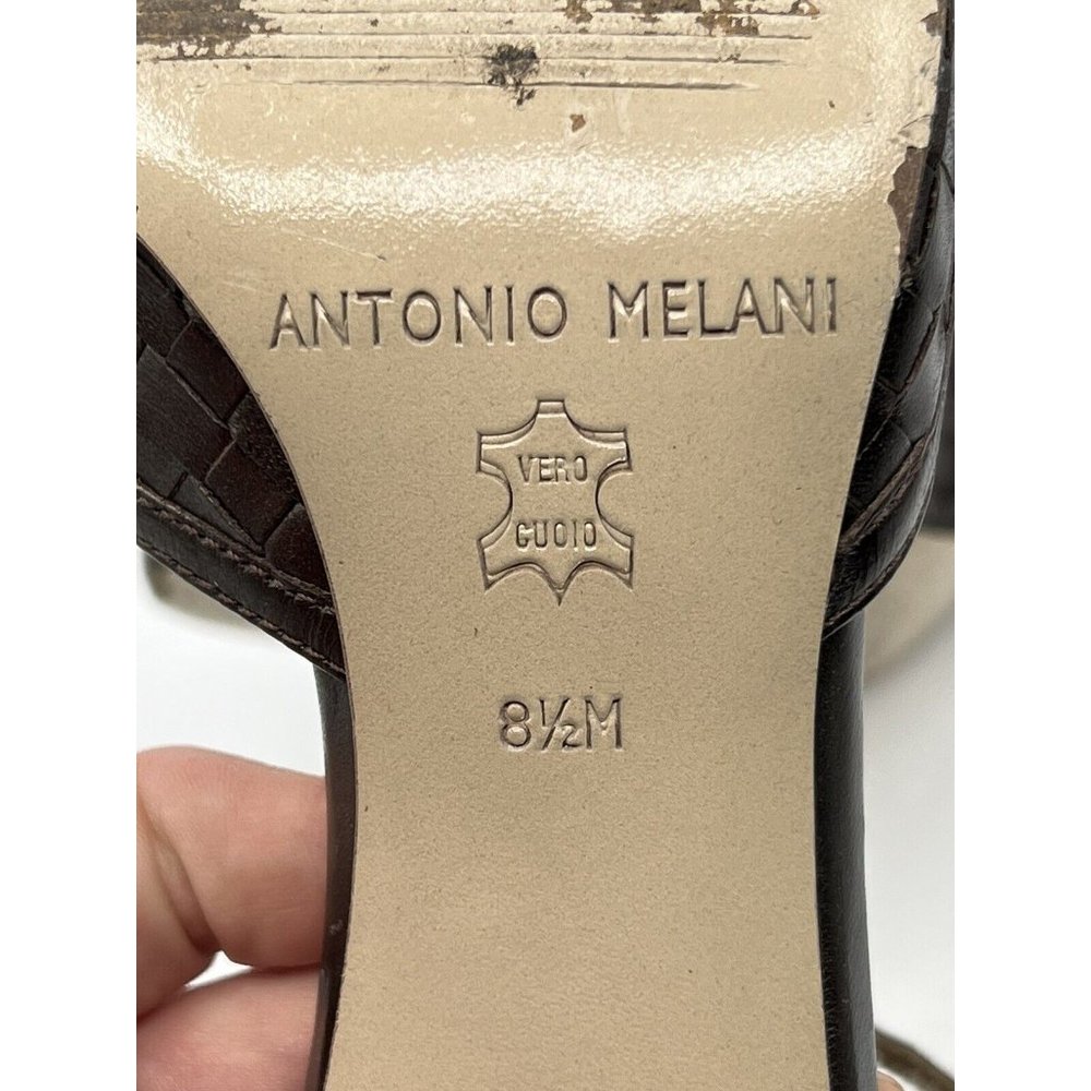 Antonio Melani Brown Leather Strappy Woven Pump Heels Size 8.5 M - Picture 11 of 11